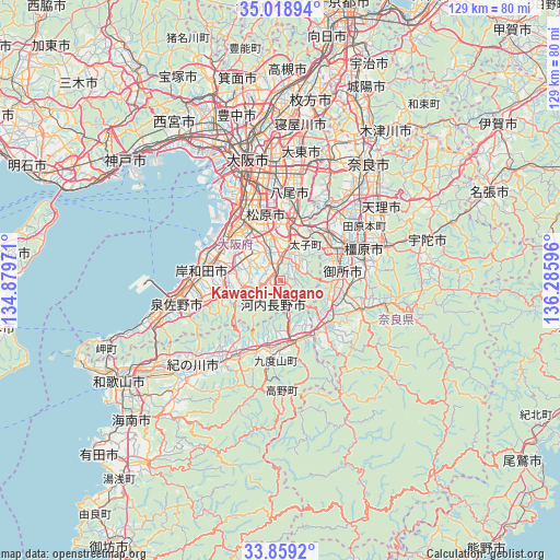 Kawachi-Nagano on map