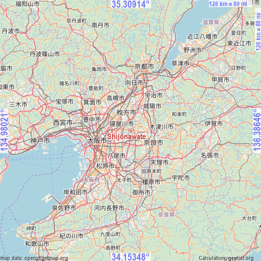 Shijōnawate on map