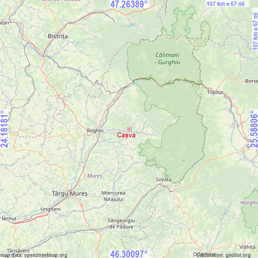 Cașva on map