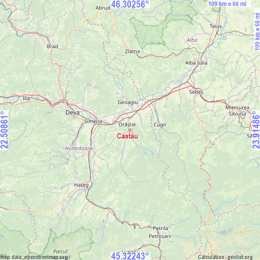 Căstău on map