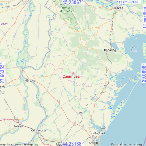 Casimcea on map