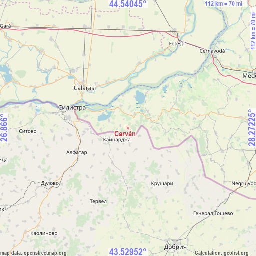 Carvăn on map