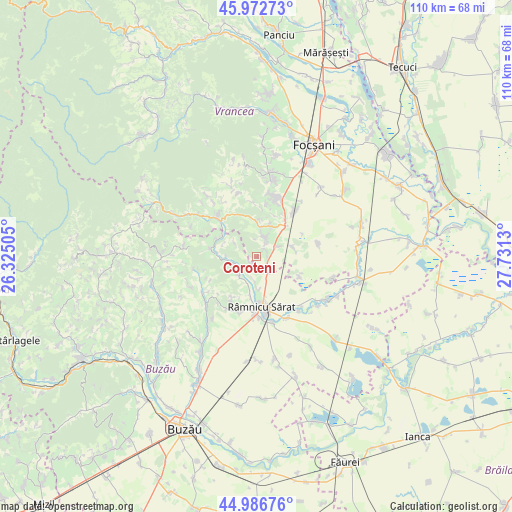 Coroteni on map