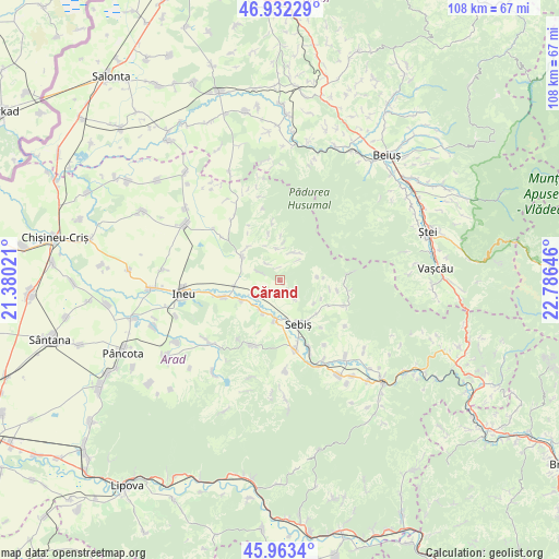 Cărand on map