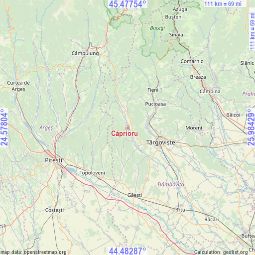 Căprioru on map