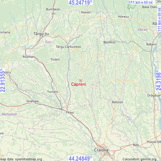 Căpreni on map