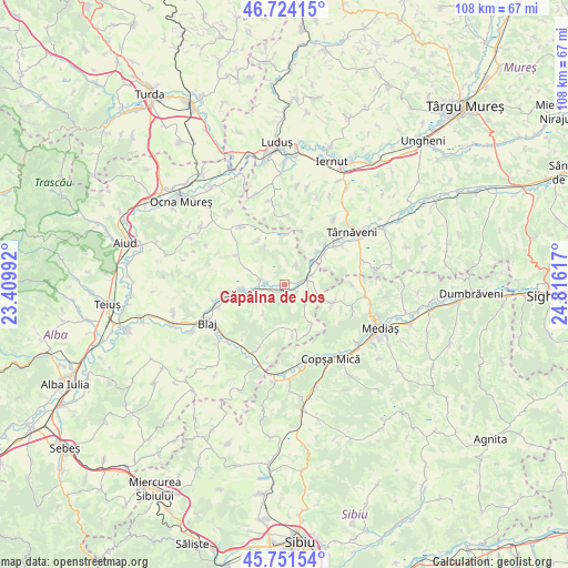 Căpâlna de Jos on map