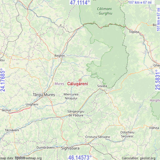 Călugăreni on map