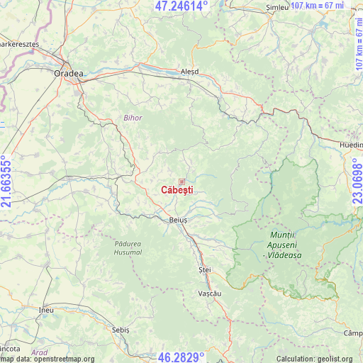 Căbeşti on map