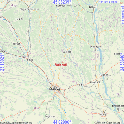 Bulzeşti on map