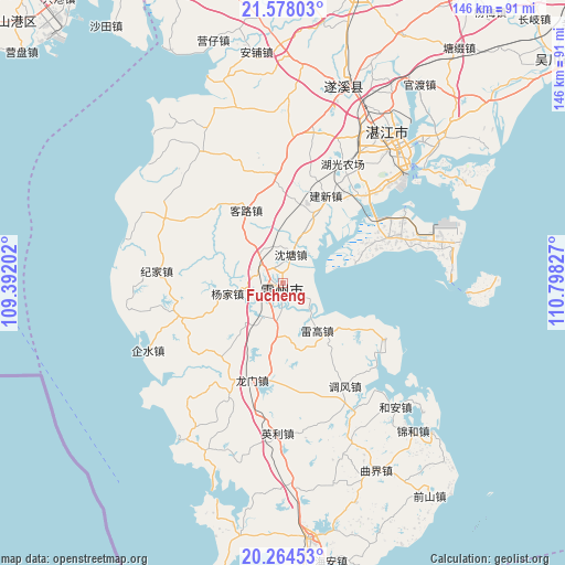 Fucheng on map