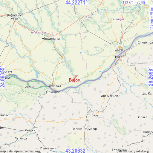 Bujoru on map