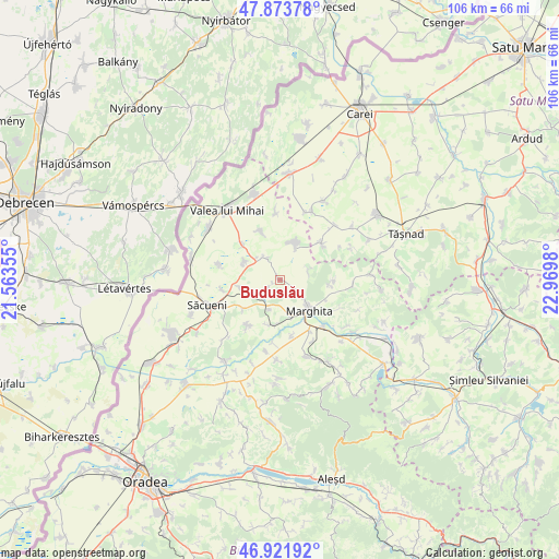 Buduslău on map