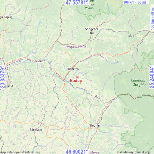 Buduș on map