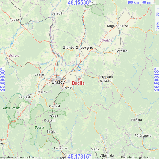 Budila on map