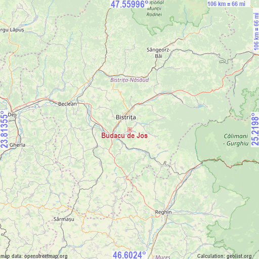 Budacu de Jos on map