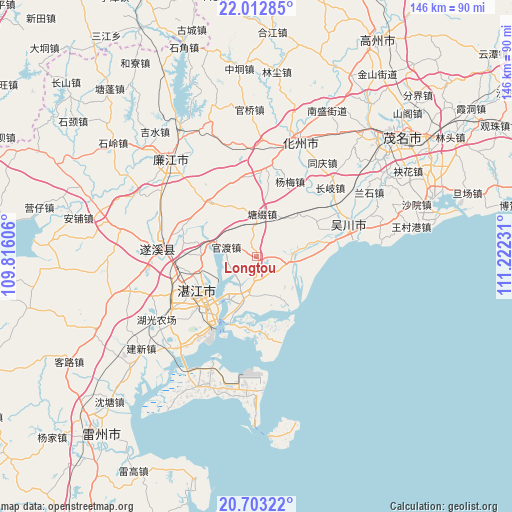 Longtou on map