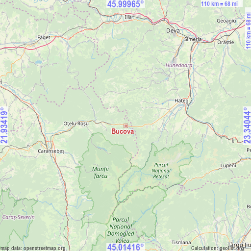 Bucova on map