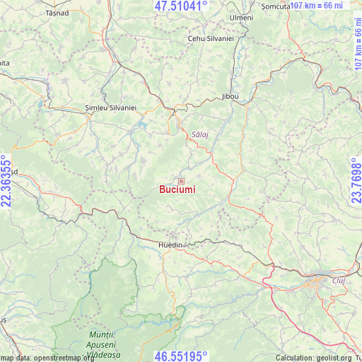 Buciumi on map