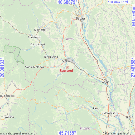 Buciumi on map