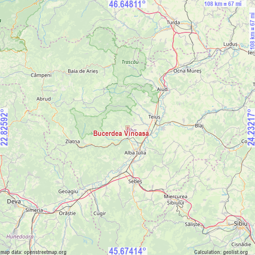 Bucerdea Vinoasă on map