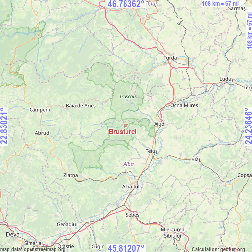 Brusturei on map