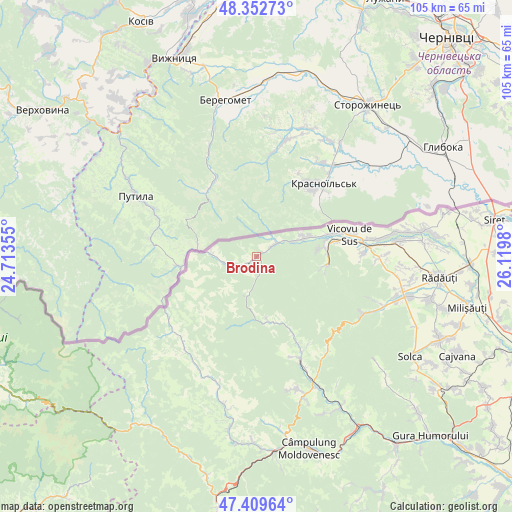 Brodina on map