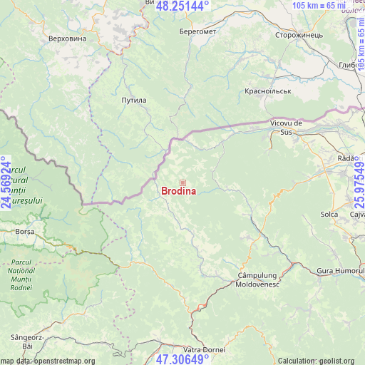 Brodina on map