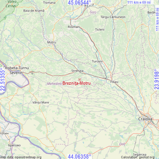 Brezniţa-Motru on map