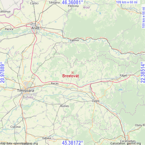 Brestovăț on map