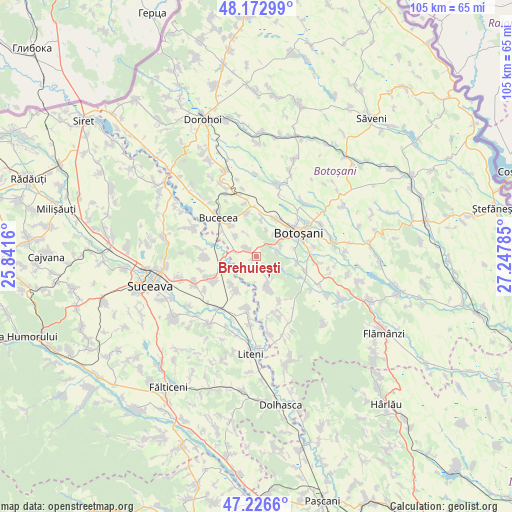 Brehuiești on map