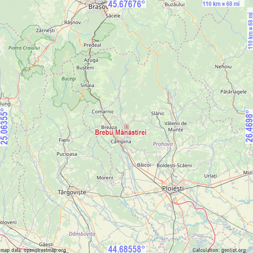Brebu Mânăstirei on map