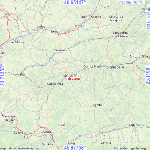 Brateiu on map