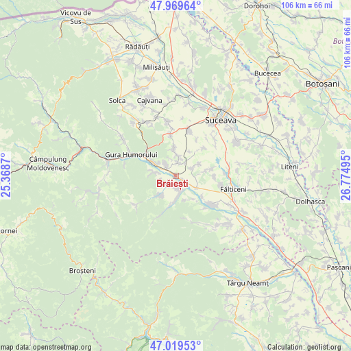 Brăiești on map