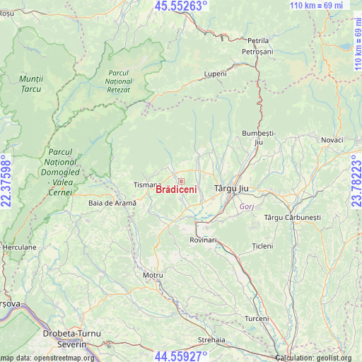 Brădiceni on map