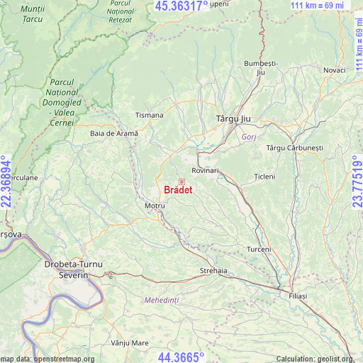 Brădet on map