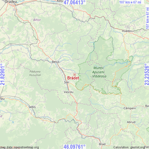 Brădet on map