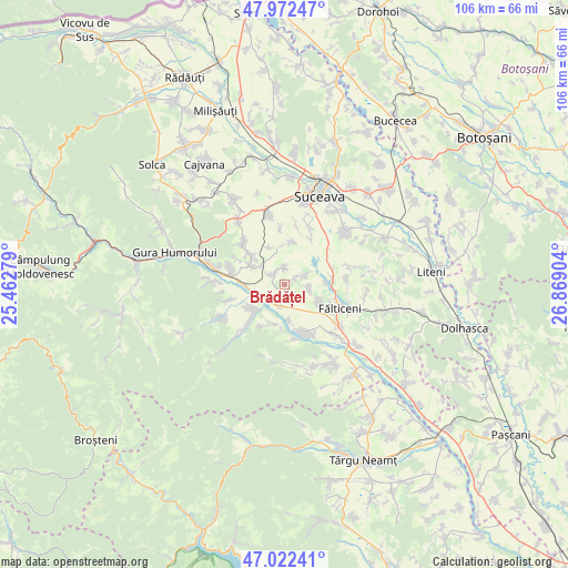 Brădățel on map