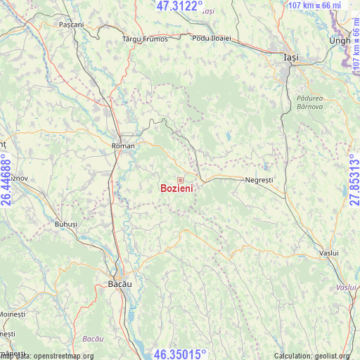 Bozieni on map