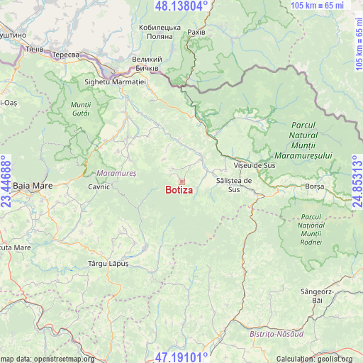 Botiza on map