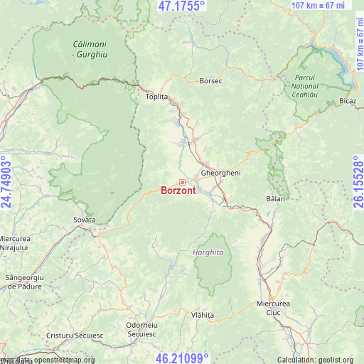 Borzont on map