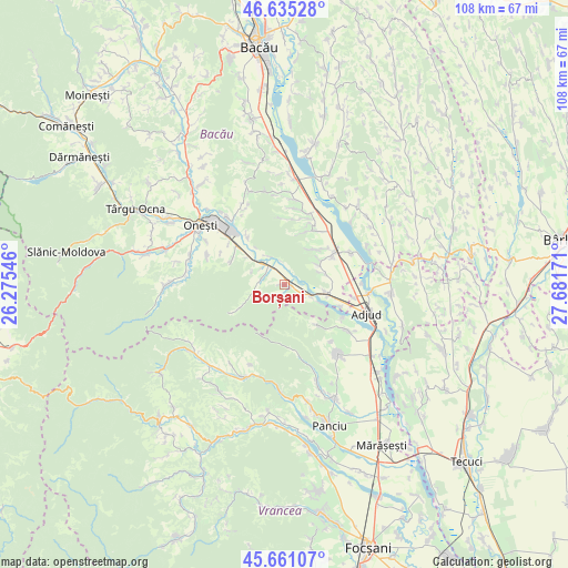 Borșani on map