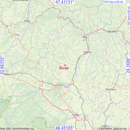 Borşa on map