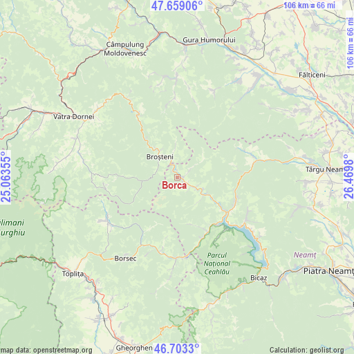 Borca on map