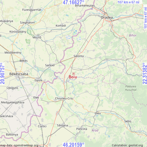 Boiu on map