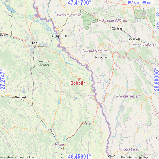 Bohotin on map