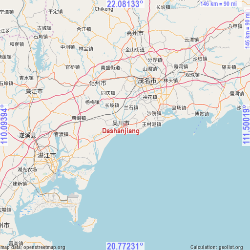 Dashanjiang on map