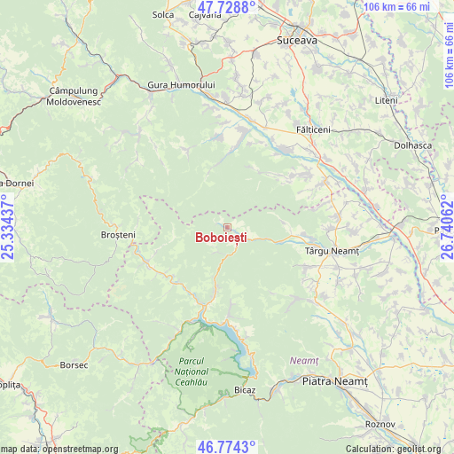Boboiești on map