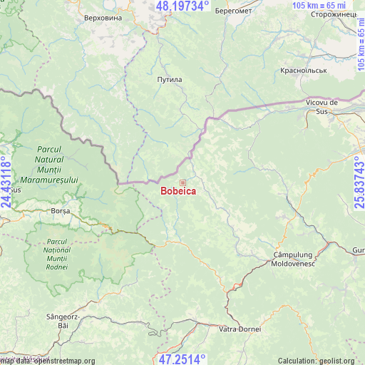 Bobeica on map