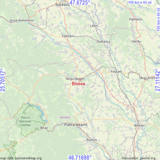 Blebea on map